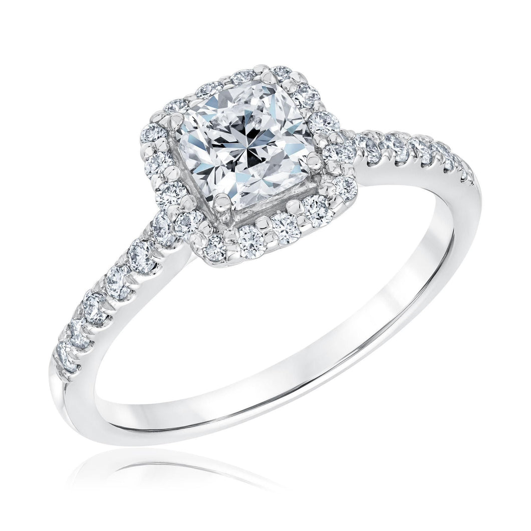 1 1/3ctw Cushion Diamond Halo White Gold Engagement Ring | Couture Collection