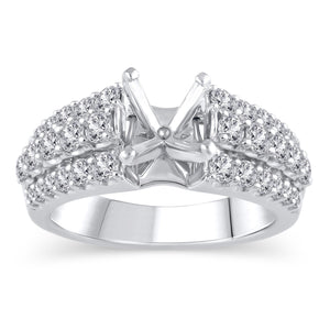 1 1/3ctw Round Diamond White Gold Engagement Ring Setting - Design Collection - Size 8