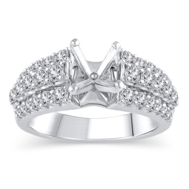 1 1/3ctw Round Diamond White Gold Engagement Ring Setting - Design Collection - Size 8