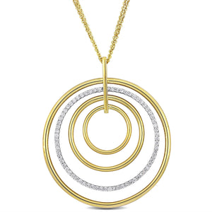 1 1/4ctw Diamond Circle Two-Tone Pendant Necklace