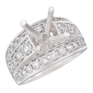 1 1/4ctw Diamond Three Row White Gold Engagement Ring Setting - Design Collection - Size 9