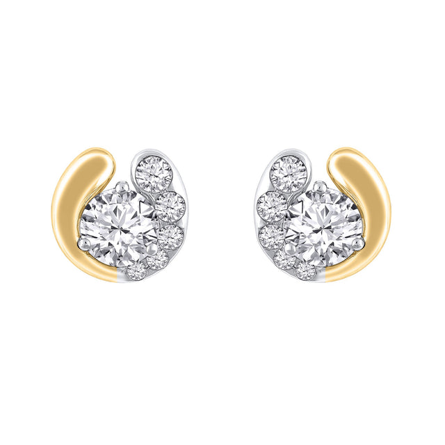 1 1/4ctw Diamond Two-Tone Stud Earrings
