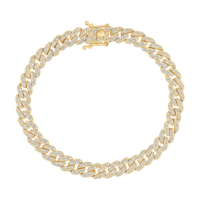 1 1/4ctw Diamond Yellow Gold Curb Link Chain Bracelet | 7 Inches