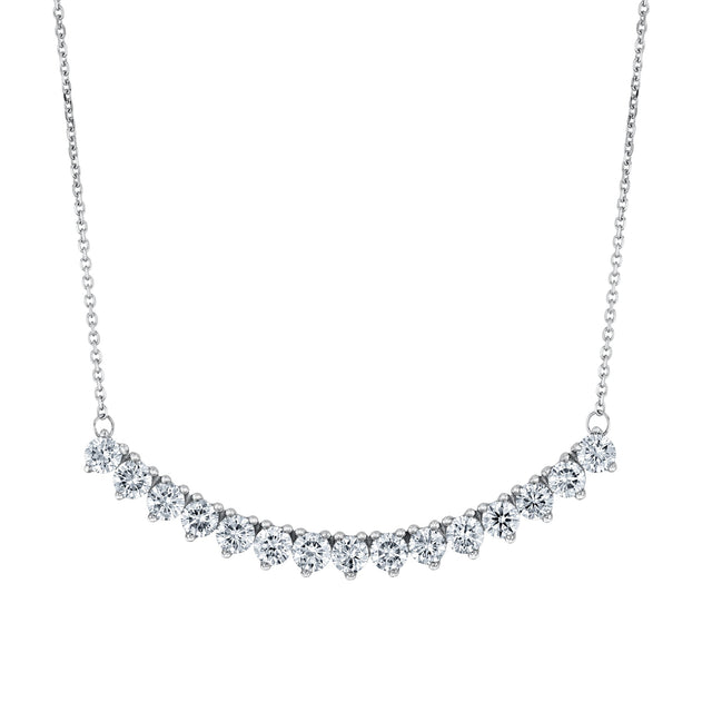 1 1/4ctw Lab Grown Diamond Curved Bar White Gold Necklace