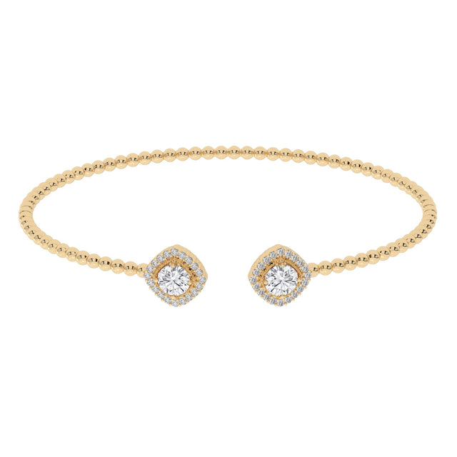 1 1/4ctw Lab Grown Diamond Yellow Gold Beaded Bangle Bracelet
