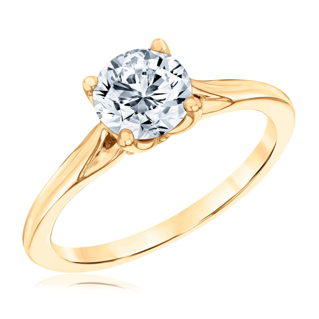 1 1/5ctw ECONIC Star Round Lab Grown Diamond Yellow Gold Engagement Ring