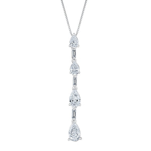 1 1/5ctw Pear and Baguette Lab Grown Diamond White Gold Drop Pendant Necklace