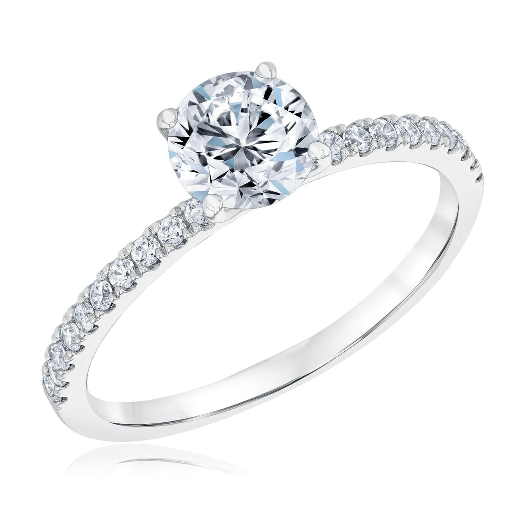 1 1/5ctw Round Lab Grown Diamond White Gold Engagement Ring - Colorless