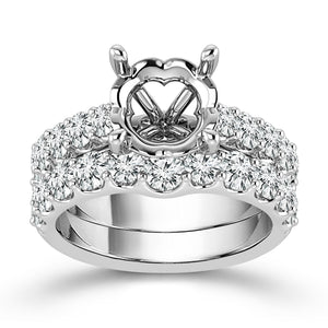 1 3/4ctw Diamond White Gold Engagement Ring Setting and Wedding Ring Bridal Set
