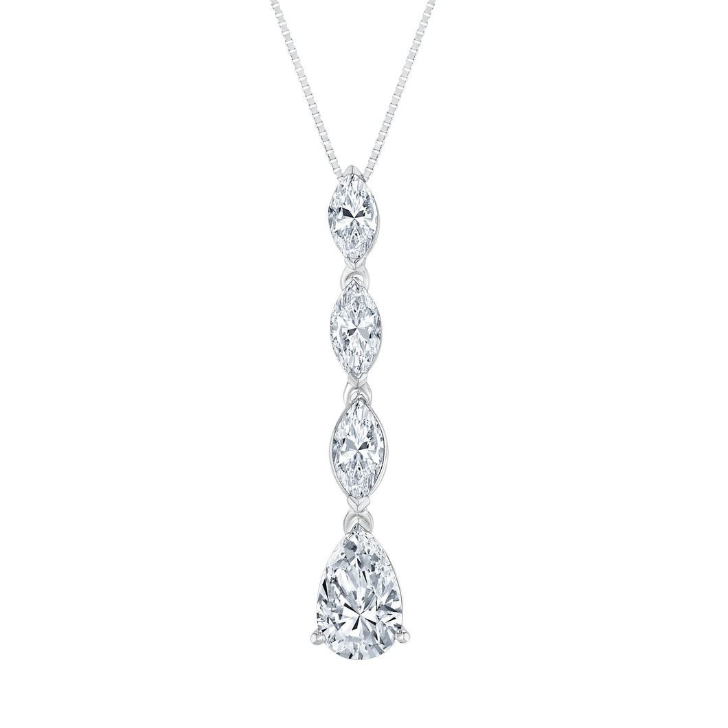 1 3/4ctw Pear and Marquise Lab Grown Diamond White Gold Drop Pendant Necklace