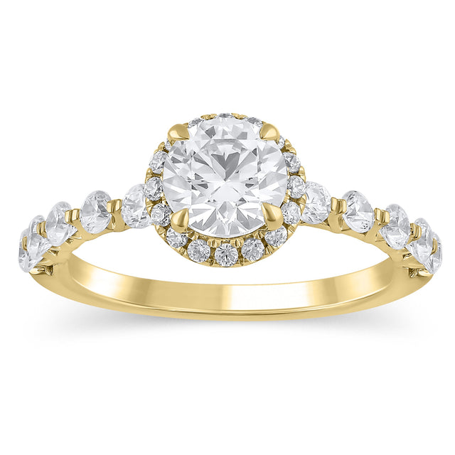 1 3/4ctw Round Diamond Halo Yellow Gold Engagement Ring - Glow Collection