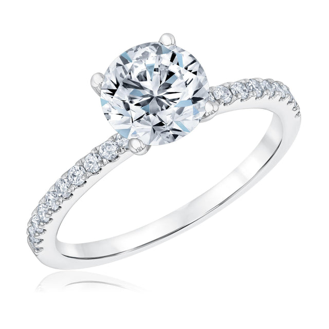 1 3/4ctw Round Lab Grown Diamond White Gold Engagement Ring - Colorless