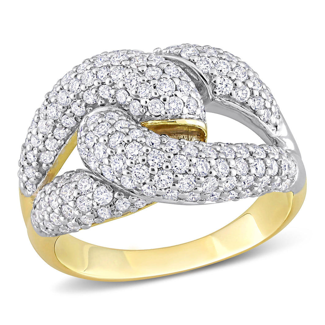 1 3/8ctw Diamond Cluster Knot Two-Tone Gold Ring | Size 5