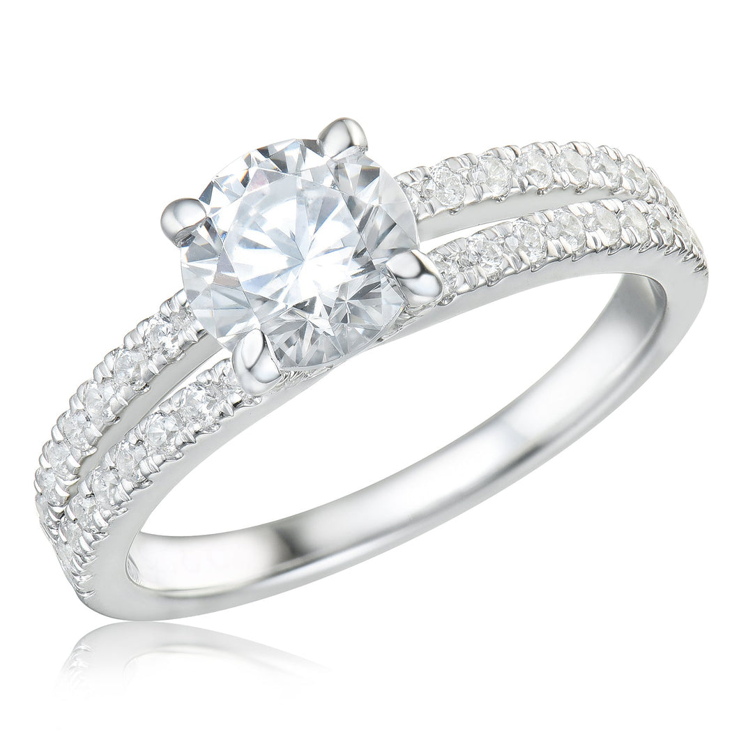 1 3/8ctw Round Diamond White Gold Engagement Ring | Size 8