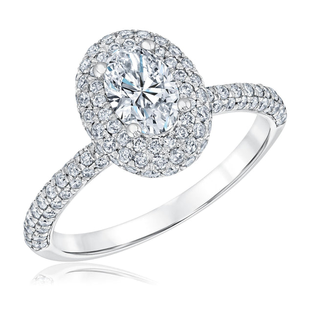 1 5/8ctw Oval Diamond Pave Halo White Gold Engagement Ring | Couture Collection