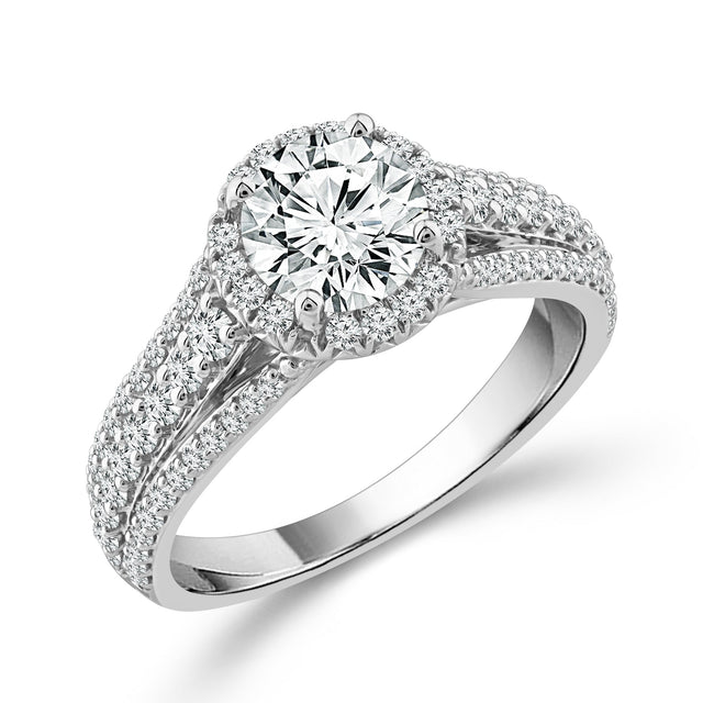 1 5/8ctw Round Lab Grown Diamond Halo Engagement Ring