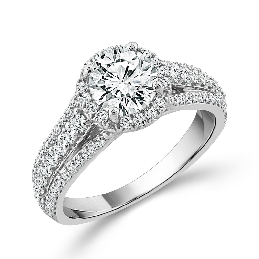 1 5/8ctw Round Lab Grown Diamond Halo Engagement Ring