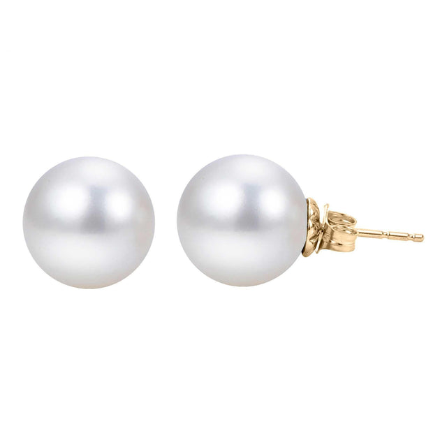 10-11mm South Sea Cultured Pearl Stud Earrings, Yellow Gold