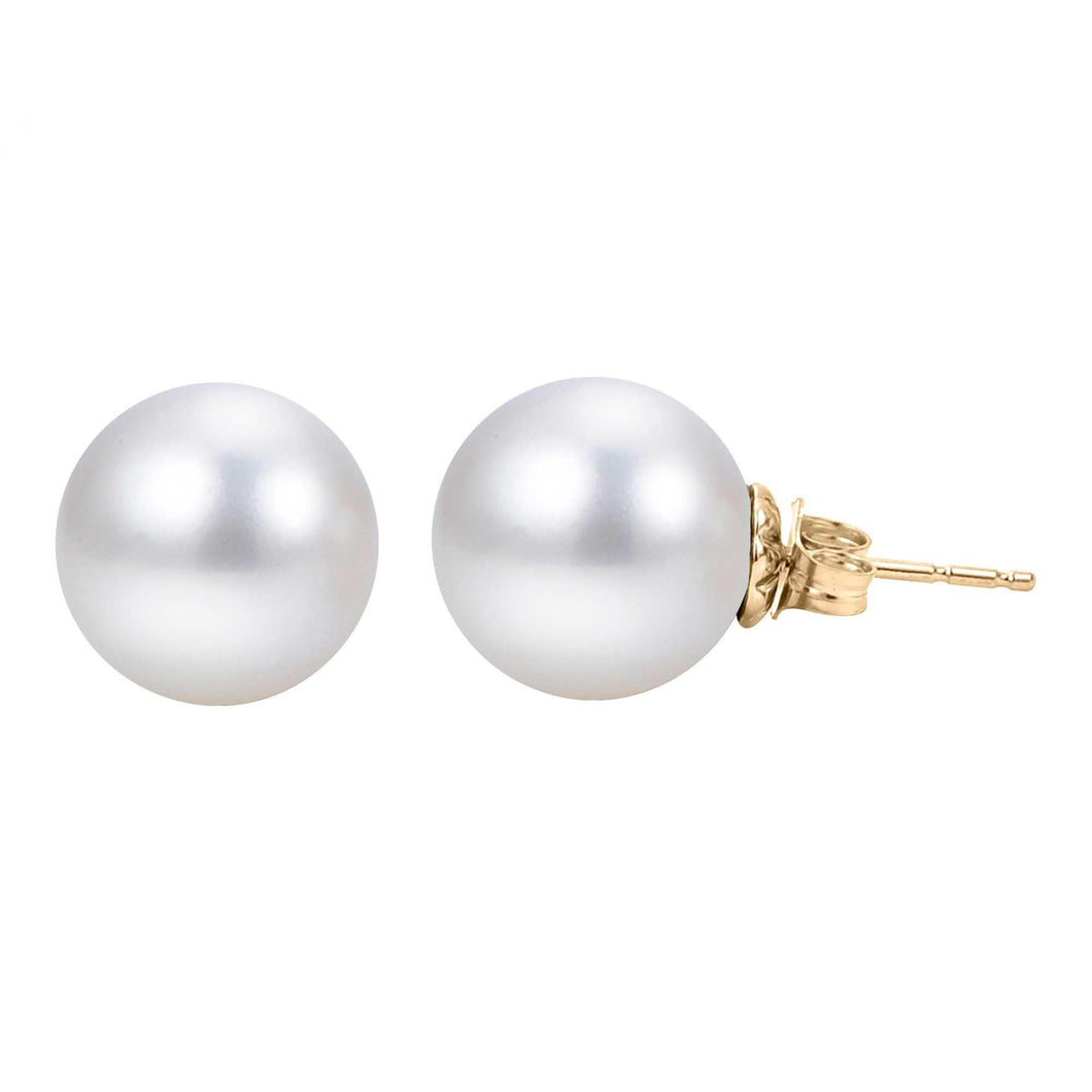 10-11mm South Sea Cultured Pearl Stud Earrings, Yellow Gold