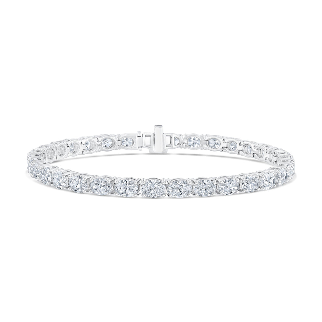 10 1/2ctw Oval Lab Grown Diamond White Gold Tennis Bracelet