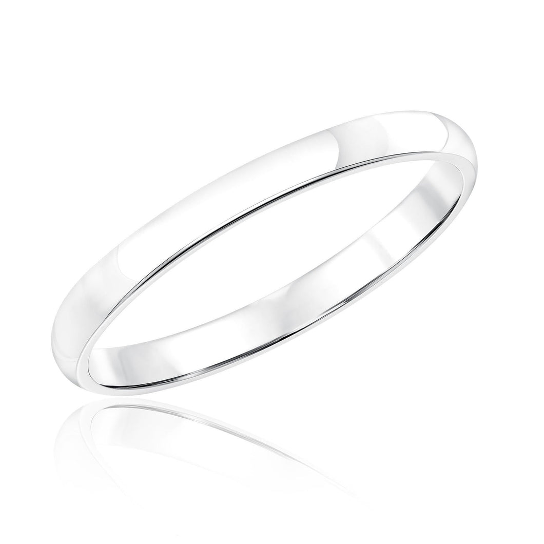 10k White Gold 2mm Polished Plain Wedding Band