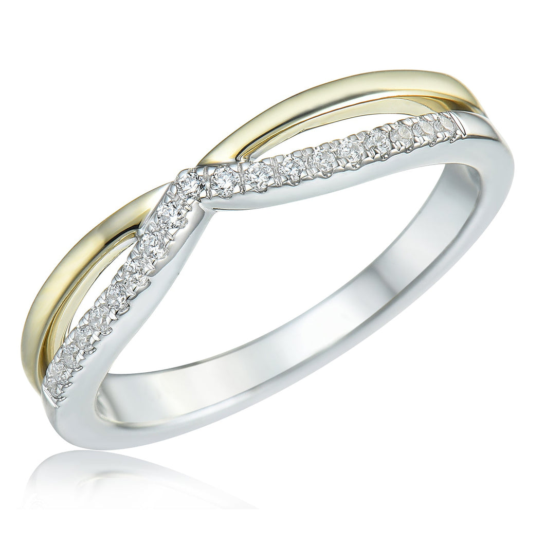 1/10ctw Diamond Curved Two-Tone Gold Band | Size 5