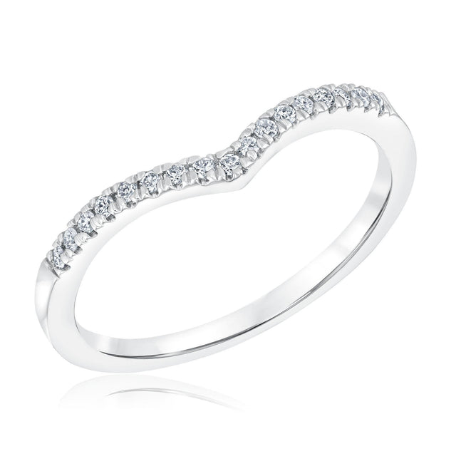 1/10ctw Diamond Curved White Gold Wedding Band | Embrace Collection