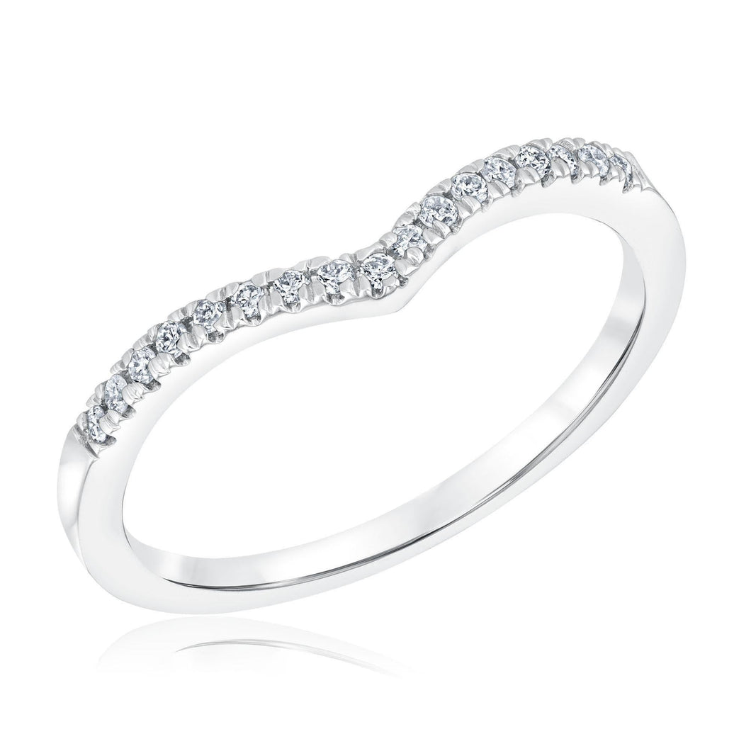 1/10ctw Diamond Curved White Gold Wedding Band | Embrace Collection