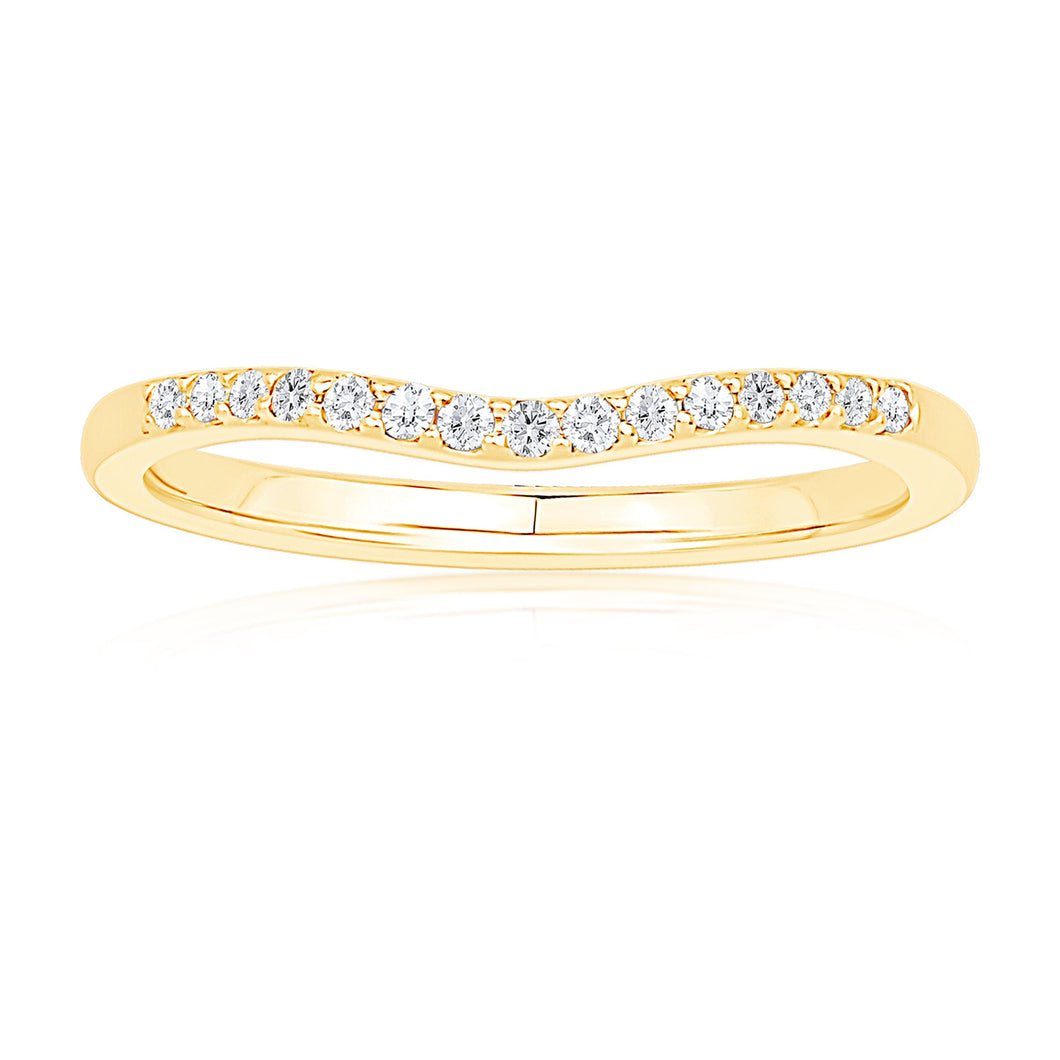1/10ctw Diamond Curved Yellow Gold Wedding Band - Embrace Collection