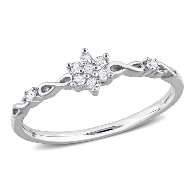 1/10ctw Diamond Floral Sterling Silver Infinity Promise Ring - Size 10
