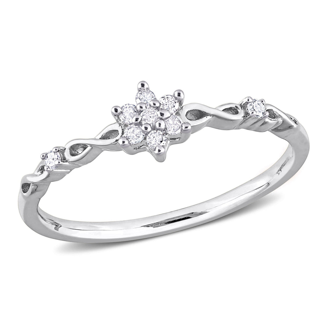 1/10ctw Diamond Floral Sterling Silver Infinity Promise Ring - Size 10