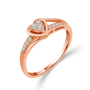 1/10ctw Diamond Heart Frame Rose Gold Promise Ring - Size 7