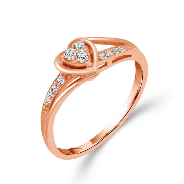 1/10ctw Diamond Heart Frame Rose Gold Promise Ring - Size 7