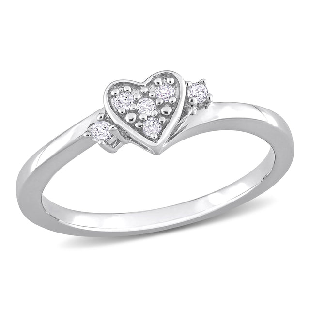 1/10ctw Diamond Heart Sterling Silver Promise Ring - Size 5