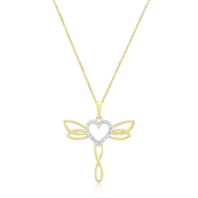 1/10ctw Diamond Heart Yellow Gold Pendant Necklace