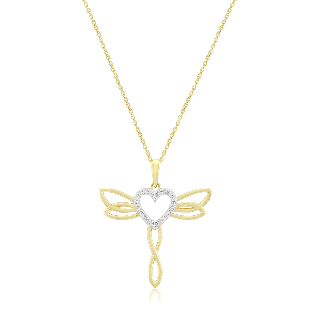 1/10ctw Diamond Heart Yellow Gold Pendant Necklace