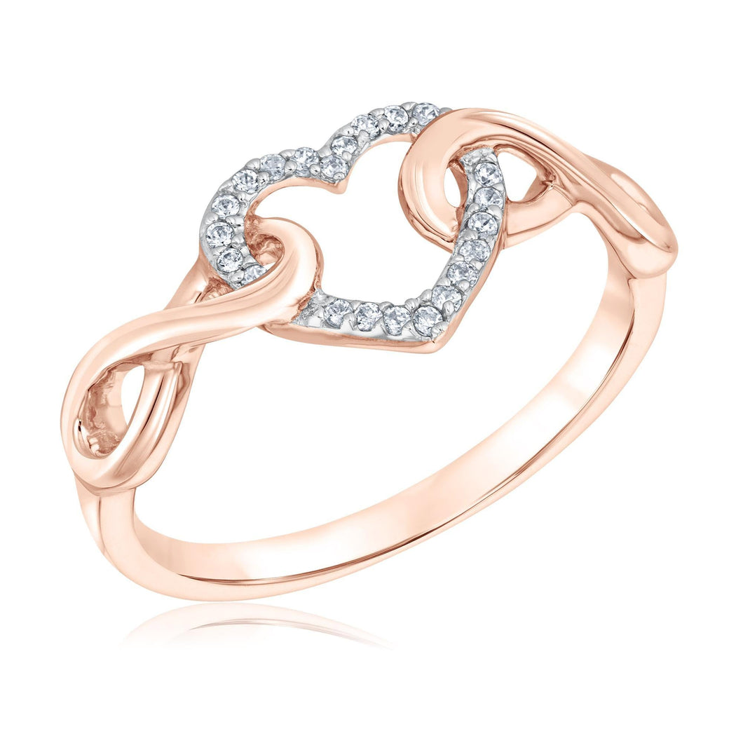 1/10ctw Diamond Heart and Infinity Rose Gold Ring