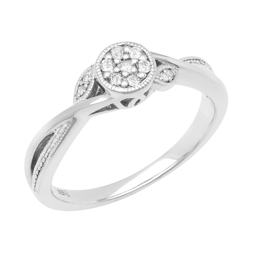 1/10ctw Diamond Leaf Sterling Silver Promise Ring - Size 8