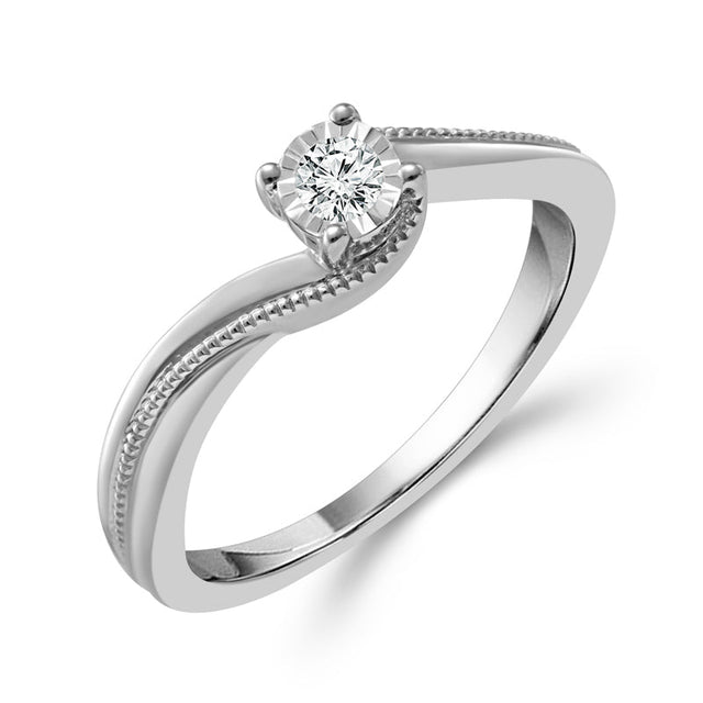 1/10ctw Diamond Miracle Setting Bypass Sterling Silver Promise Ring - Size 7