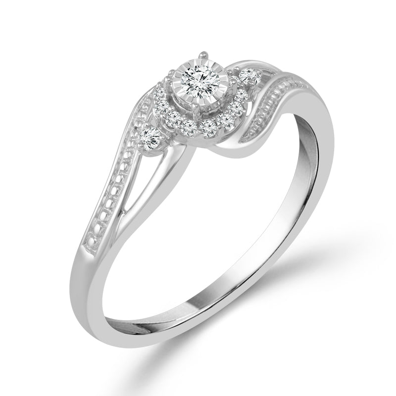 1/10ctw Diamond Miracle Setting Sterling Silver Promise Ring - Size 8.5