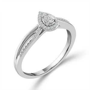1/10ctw Diamond Pear Cluster Sterling Silver Promise Ring - Size 7