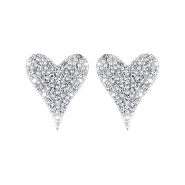 1/10ctw Diamond Sterling Silver Heart Stud Earrings
