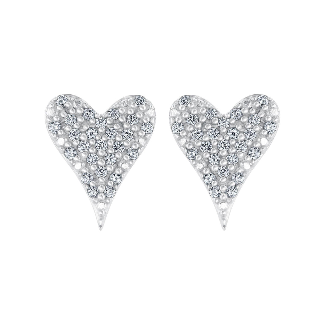 1/10ctw Diamond Sterling Silver Heart Stud Earrings