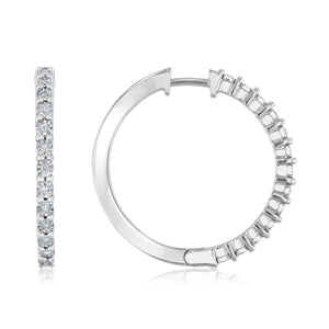 1/10ctw Diamond Sterling Silver Hoop Earrings 20mm