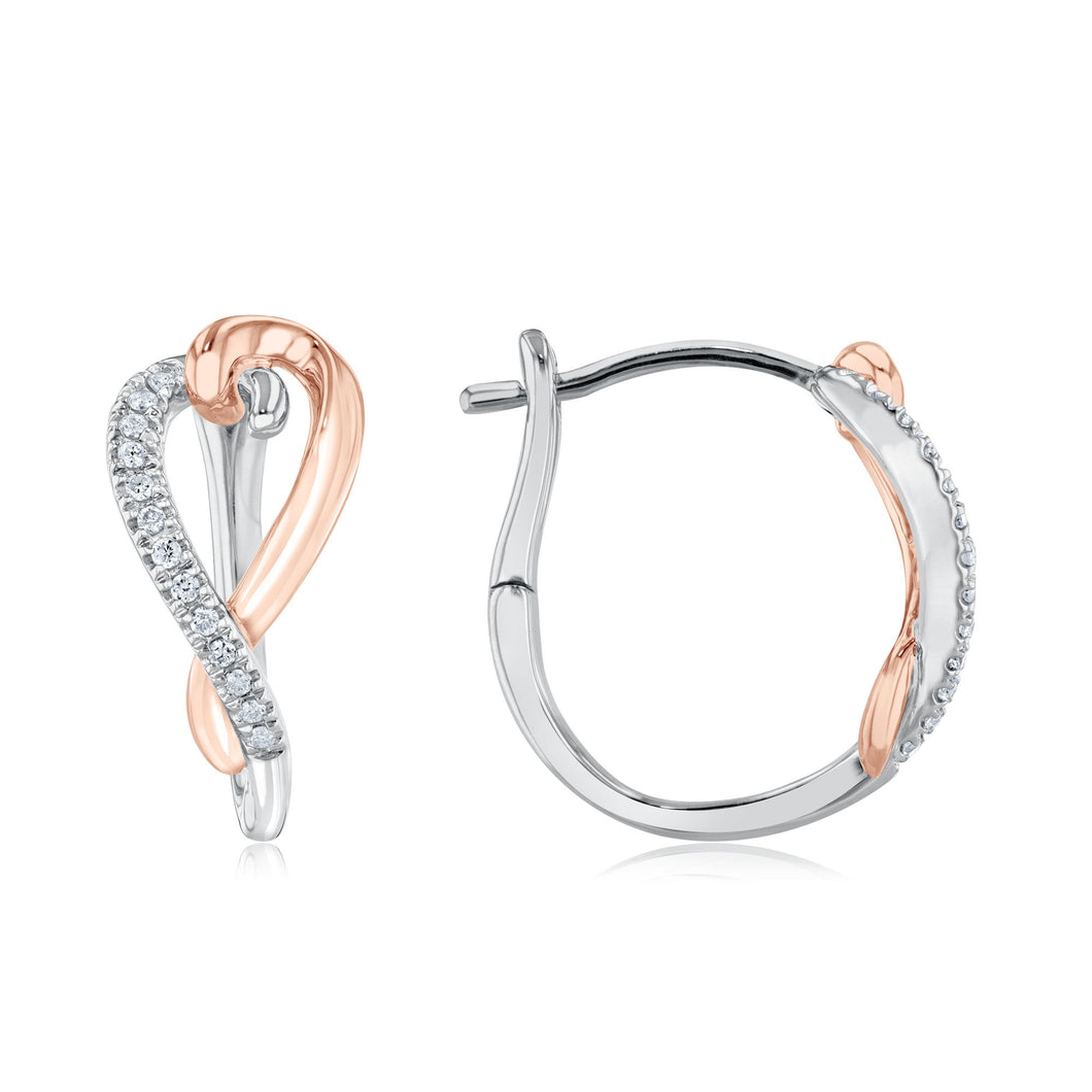 1/10ctw Diamond Twist Heart Two-Tone Earrings