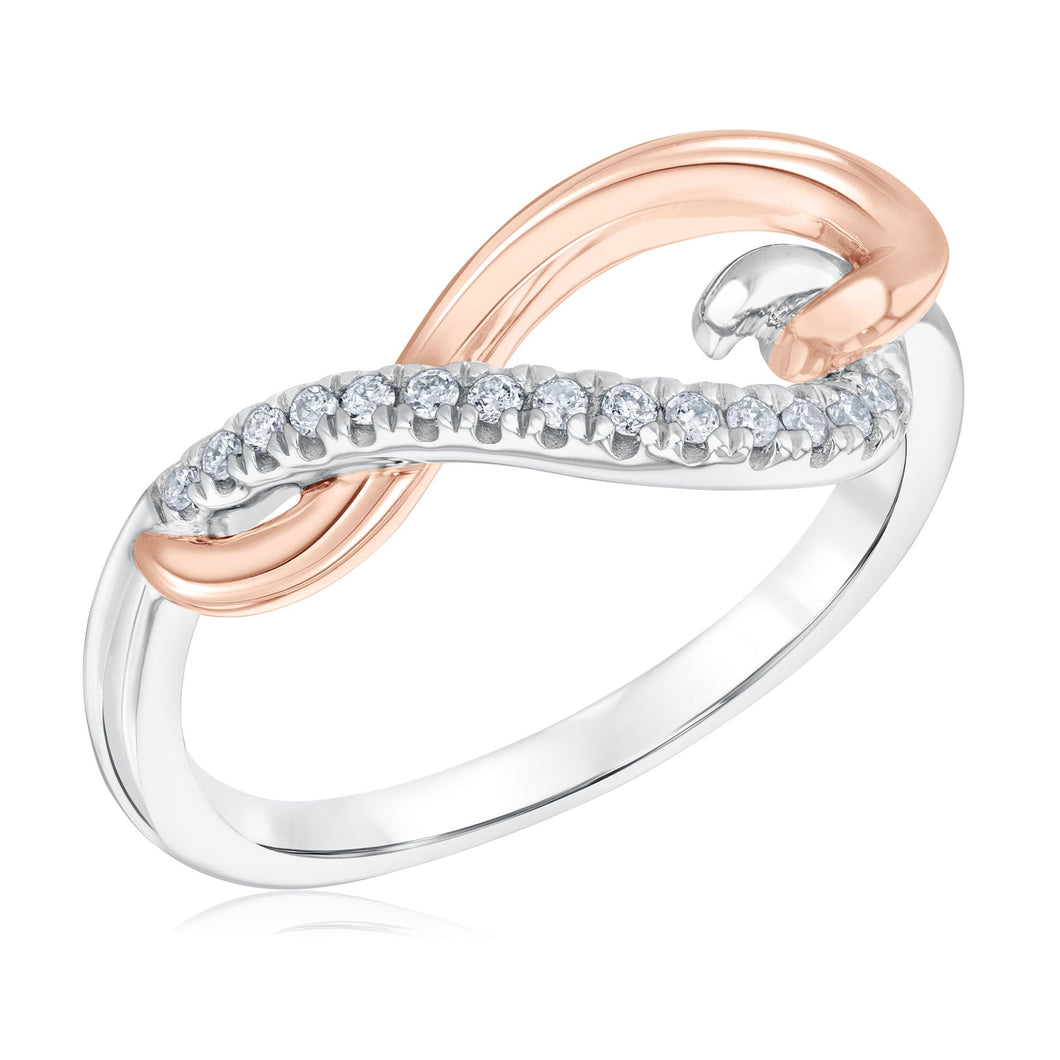 1/10ctw Diamond Twist Heart Two-Tone Ring