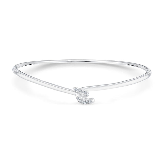 1/10ctw Diamond Twist Sterling Silver Bangle Bracelet
