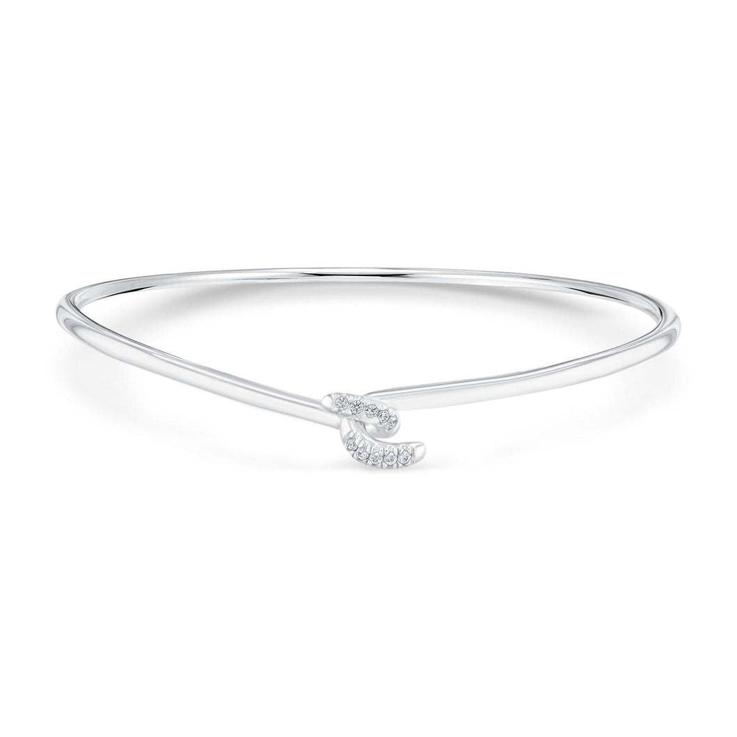 1/10ctw Diamond Twist Sterling Silver Bangle Bracelet