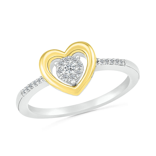 1/10ctw Diamond Two-Tone Heart Ring | Size 4.5