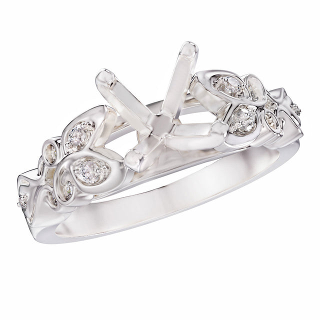 1/10ctw Diamond White Gold Engagement Ring Setting - Design Collection - Size 5